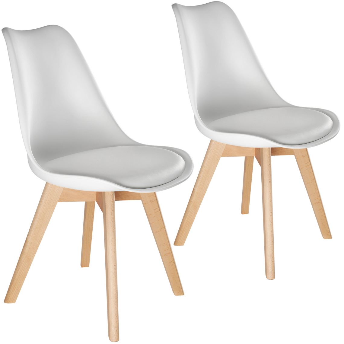 Tectake - 2 Chaises de Salle à Manger FRÉDÉRIQUE Style Scandinave Pieds en Bois Massif Design Moderne - blanc - Chaises