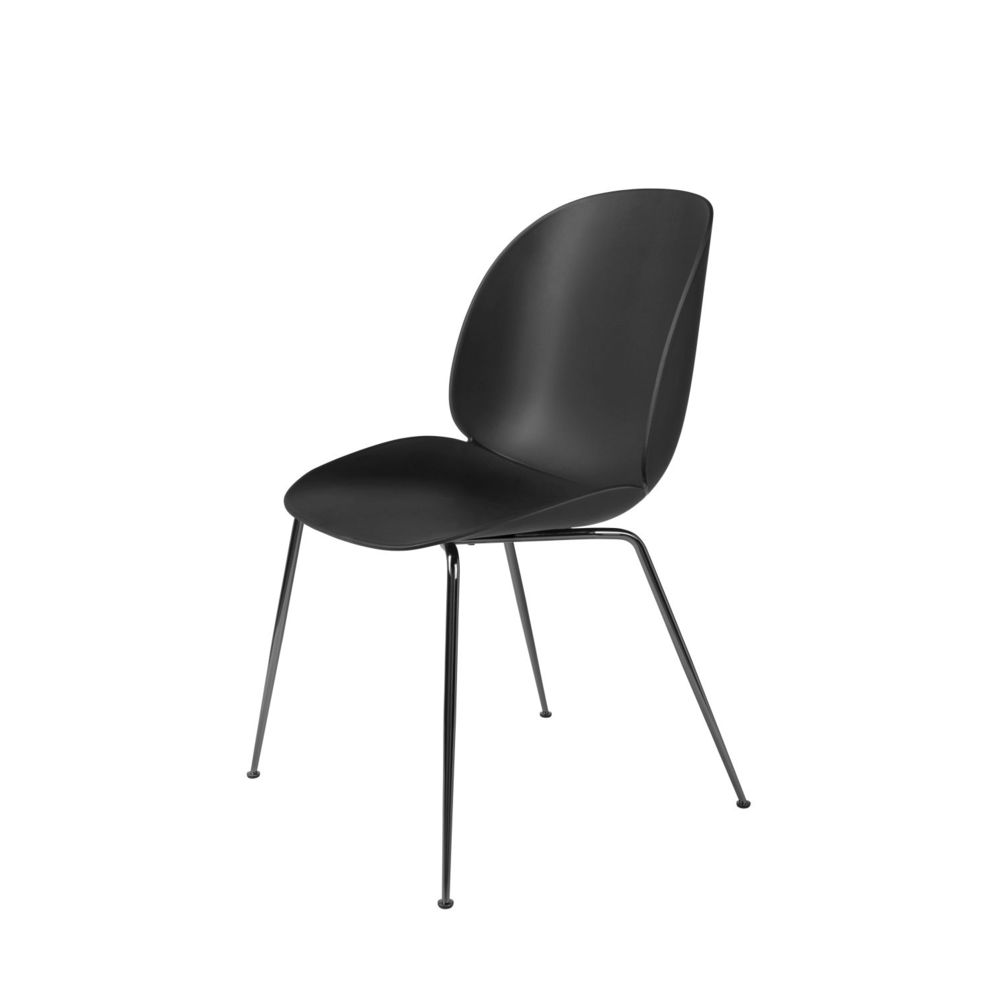 marque generique - Chaise Beetle Dining - piètement acier - Kunststoffgleiter - noir - noir chrome - Chaises