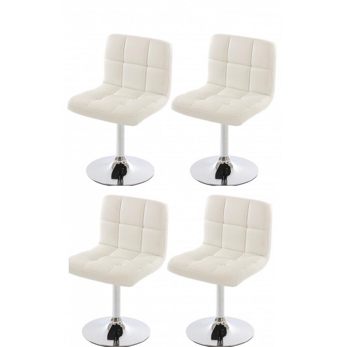 Decoshop26 - Lot de 4 chaises fauteuils de salle à manger en simili-cuir blanc CDS04169 - Chaises