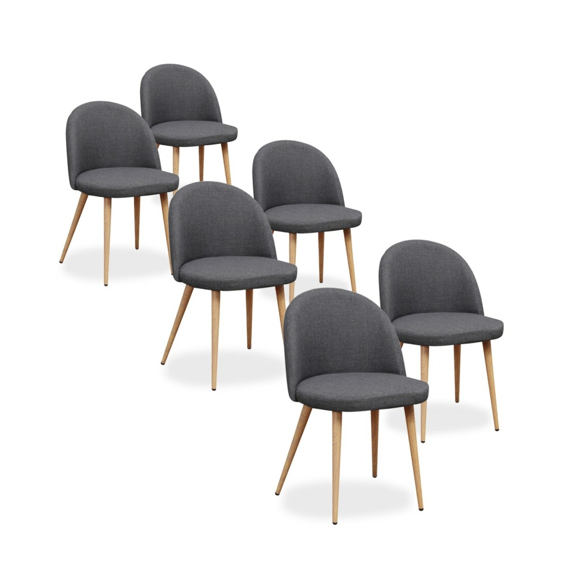 marque generique - Lot de 6 chaises scandinaves Cecilia tissu Gris foncé - Chaises