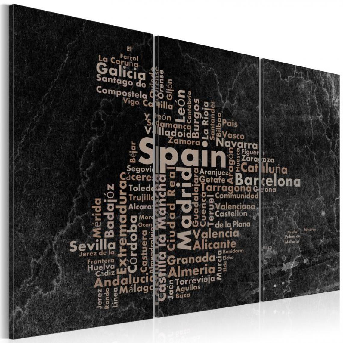 Artgeist - Tableau - Text map of Spain on the blackboard - triptych .Taille : 120x80 - Tableaux, peintures
