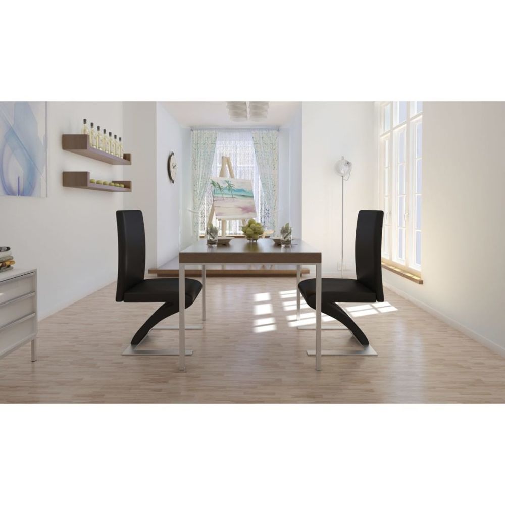 marque generique - Moderne Fauteuils collection Rome Chaise de salle à manger 2 pcs Forme en zigzag Noir - Chaises