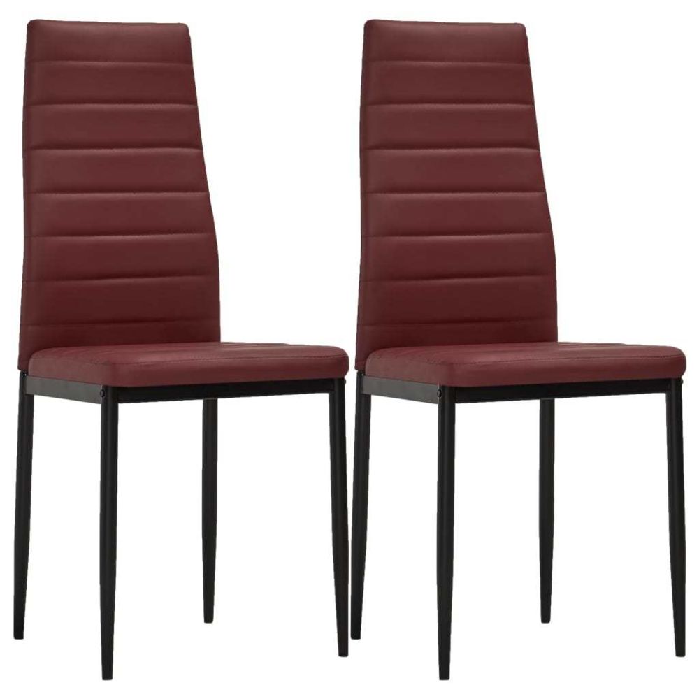 marque generique - Distingué Fauteuils et chaises famille Funafuti Chaises de salle à manger 2 pcs Rouge bordeaux Similicuir - Chaises