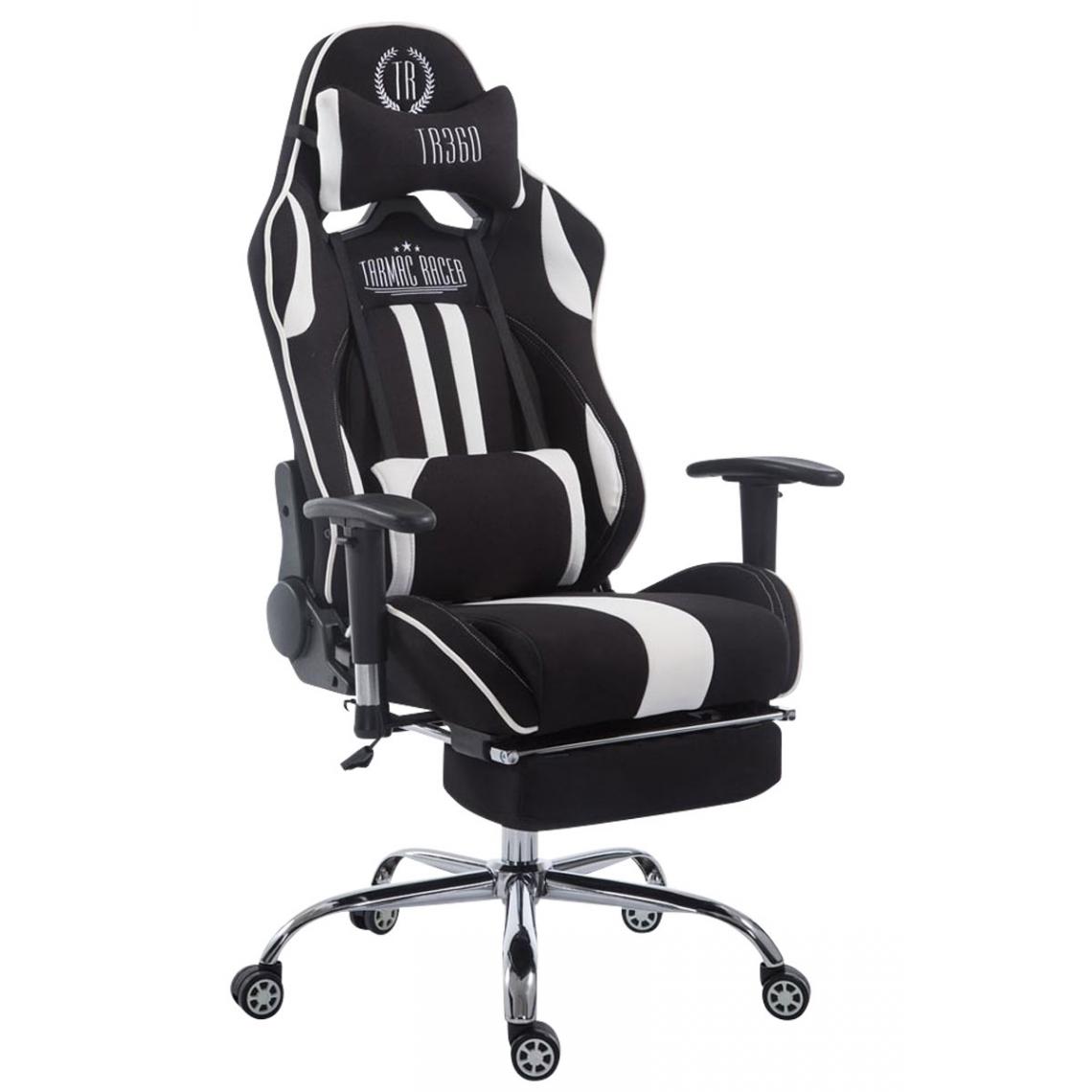 Icaverne - Splendide Chaise de bureau Luanda tissu Limit avec repose-pieds couleur noir et blanc - Chaises