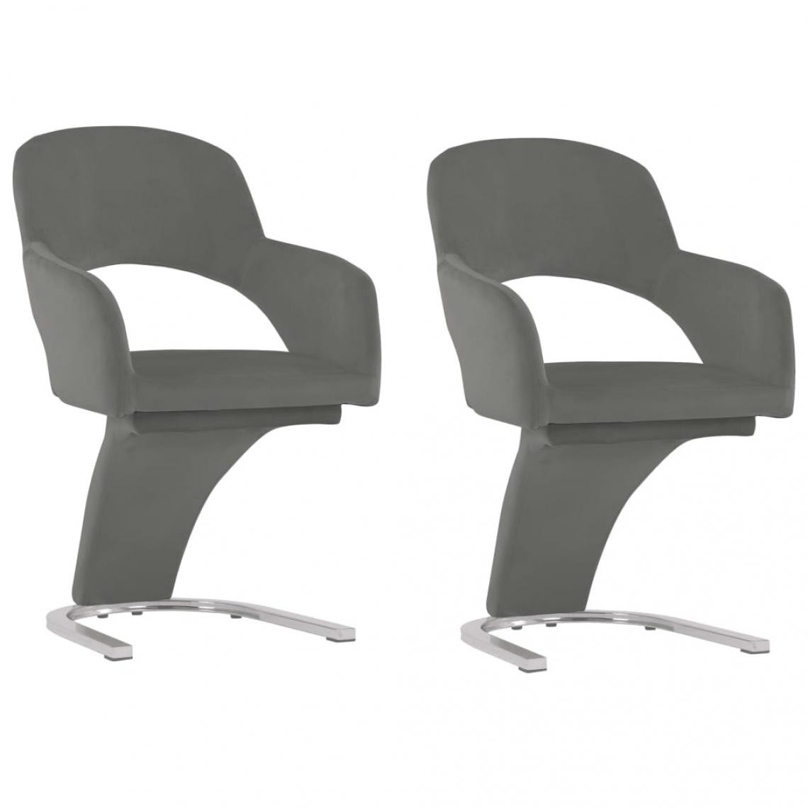 Decoshop26 - Lot de 2 chaises de salle à manger cuisine design moderne velours gris CDS020614 - Chaises