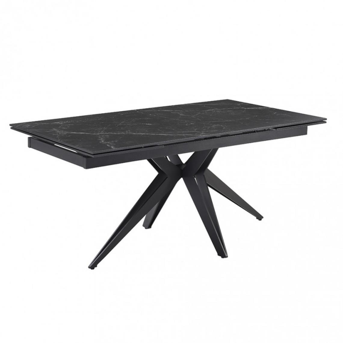 Meubletmoi - Table extensible 160/240 cm céramique noir marbré pied étoile - INDIANA 06 - Tables à manger