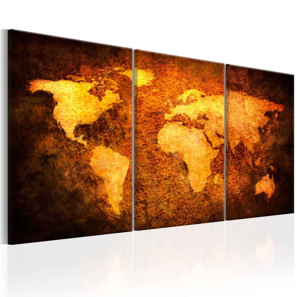 Artgeist - Tableau - Carte du monde dorée 120x60 - Tableaux, peintures