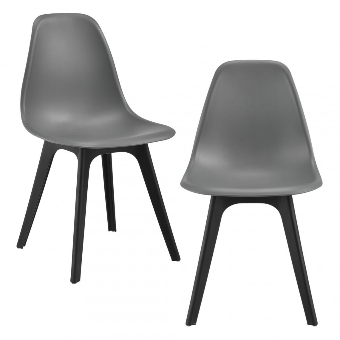 Helloshop26 - Lot de 2 chaises de cuisine salle à manger 83 cm gris et noir 03_0003630 - Chaises
