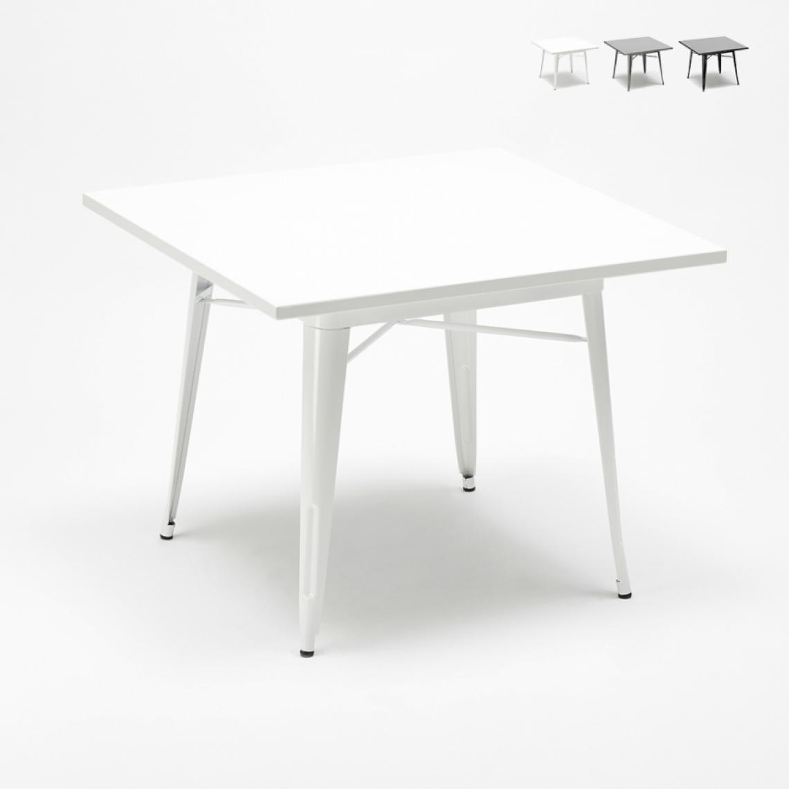 Ahd Amazing Home Design - Table industrielle en acier Tolix 80x80 pour bar et maison Dynamite, Couleur: Blanc - Tables à manger