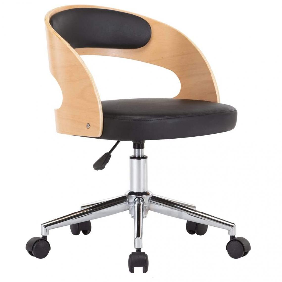 Decoshop26 - Chaise pivotante à dîner design contemporain bois courbé et similicuir noir CDS020108 - Chaises