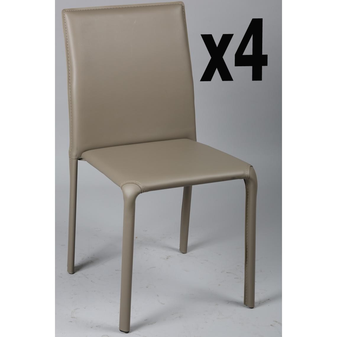 Pegane - Lot de 4 chaises en métal, recouverte de PVC taupe, Ht. 830 x Ht. Ass 450 x L460 x l550 mm - Chaises