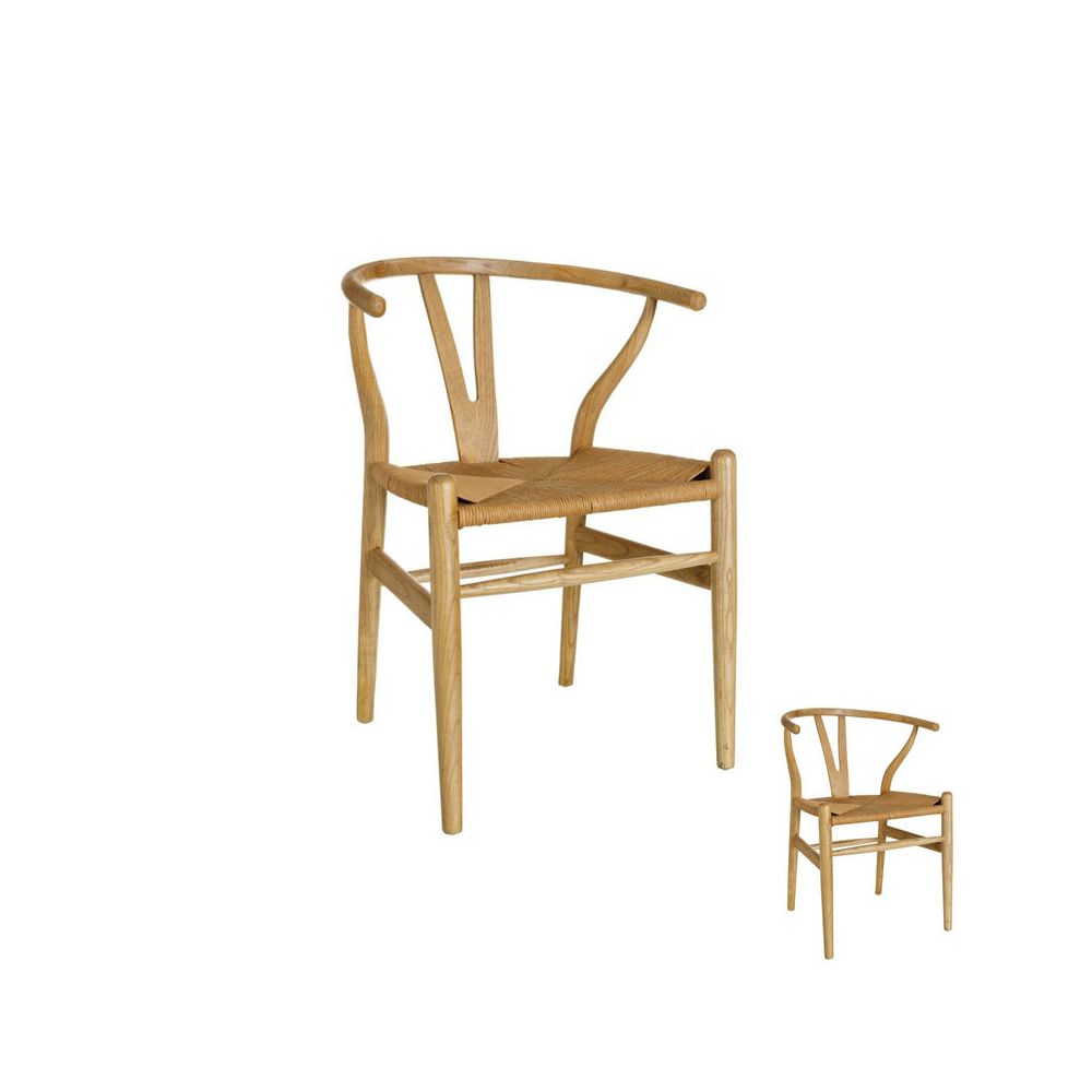 Tousmesmeubles - Duo de chaises Bois naturel avec assise paillage - BRETT - Chaises