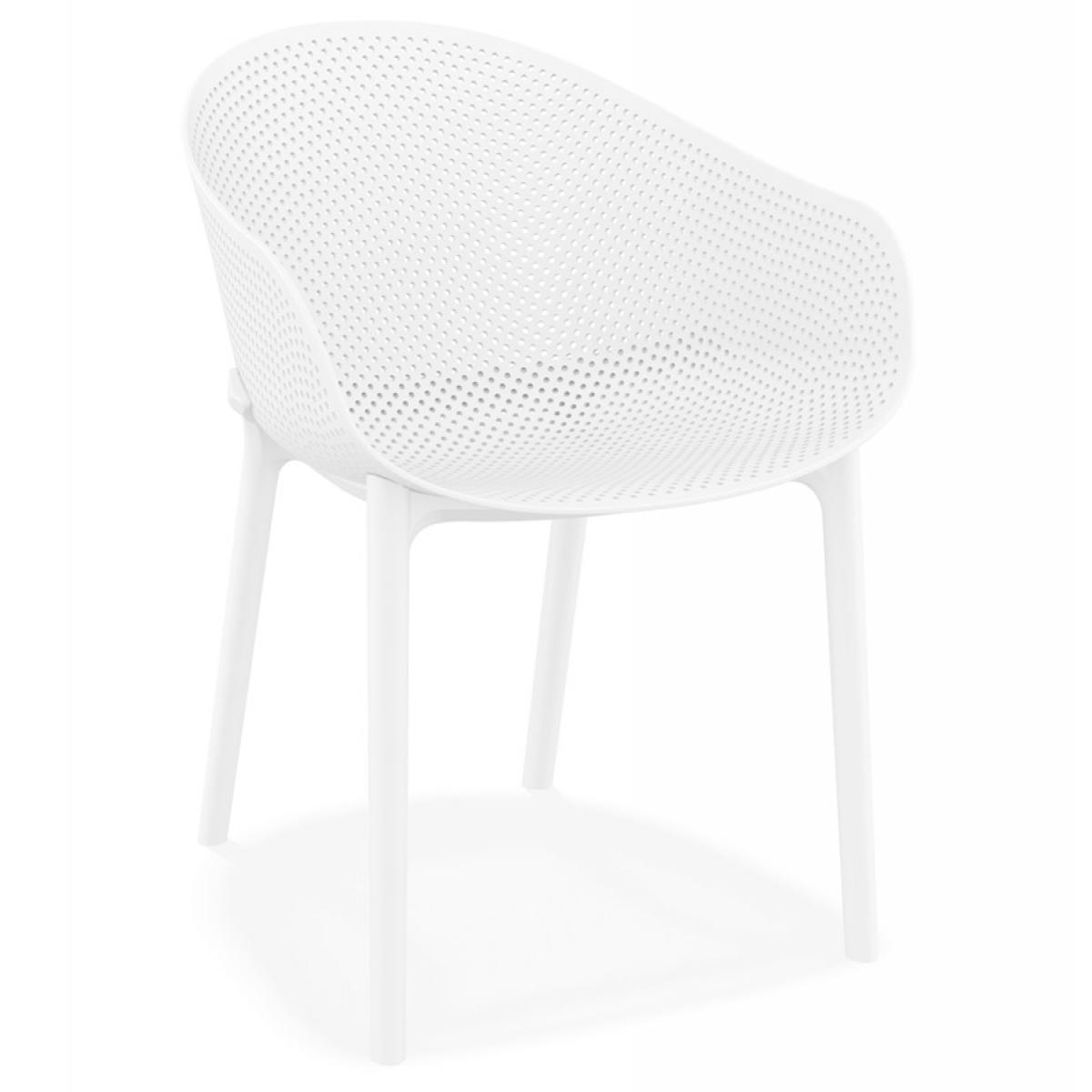 Alterego - Chaise de terrasse perforée 'LUCKY' blanche design - Chaises