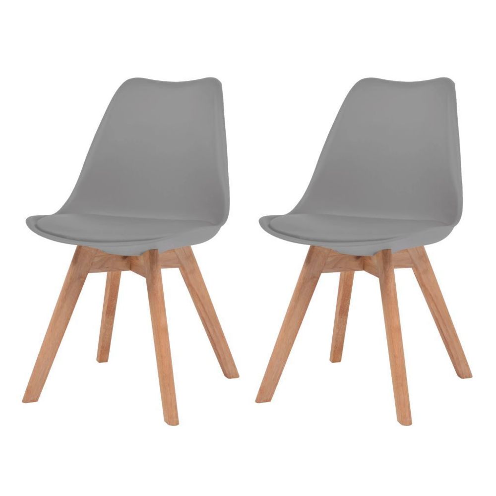 Helloshop26 - Lot de deux chaises de salle à manger similicuir bois massif gris 1902179 - Chaises