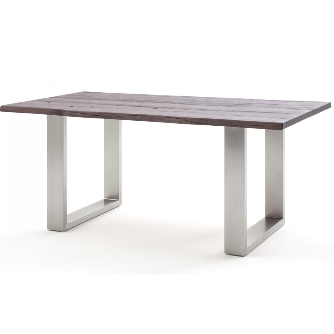 Pegane - Table à manger / table diner en chêne massif teinte vieilli - L.200 x H.77 x P.100 cm -PEGANE- - Tables à manger