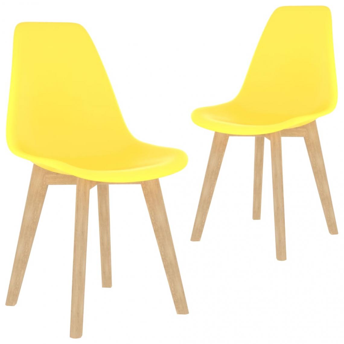 Decoshop26 - Lot de 2 chaises de salle à manger cuisine design contemporain plastique jaune CDS020633 - Chaises