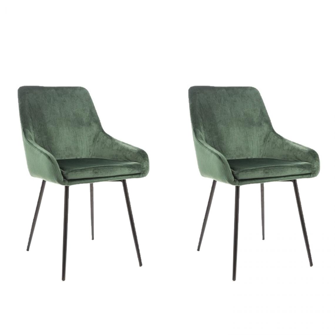 Hucoco - ALNI - Lot de 2 chaises style glamour salle à manger bureau - 83x39x45 cm - Assise avec coussin - Vert - Chaises
