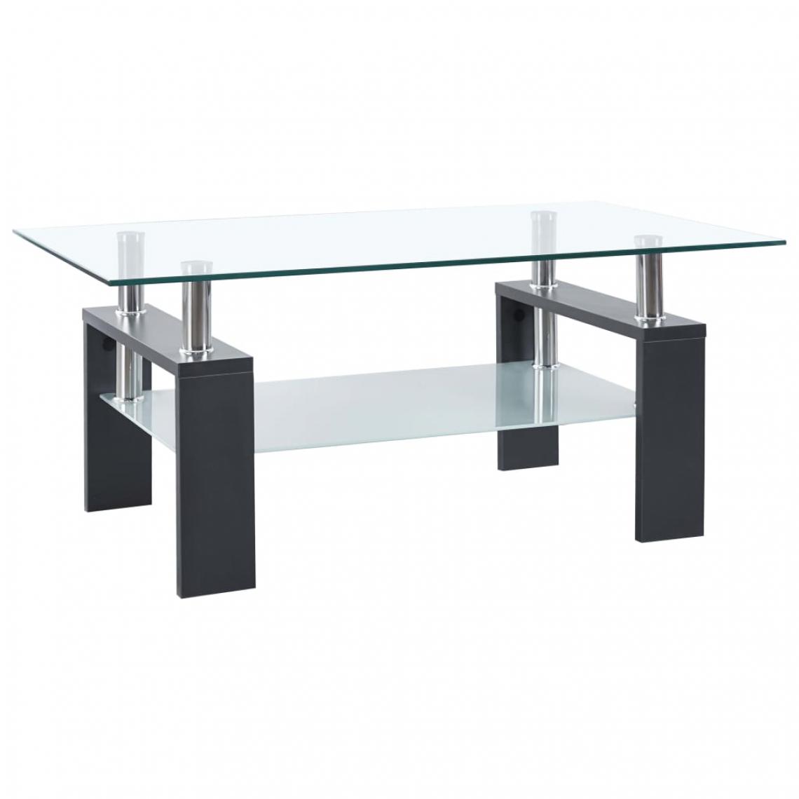 Vidaxl - vidaXL Table basse Gris et transparent 95x55x40 cm Verre trempé - Tables à manger
