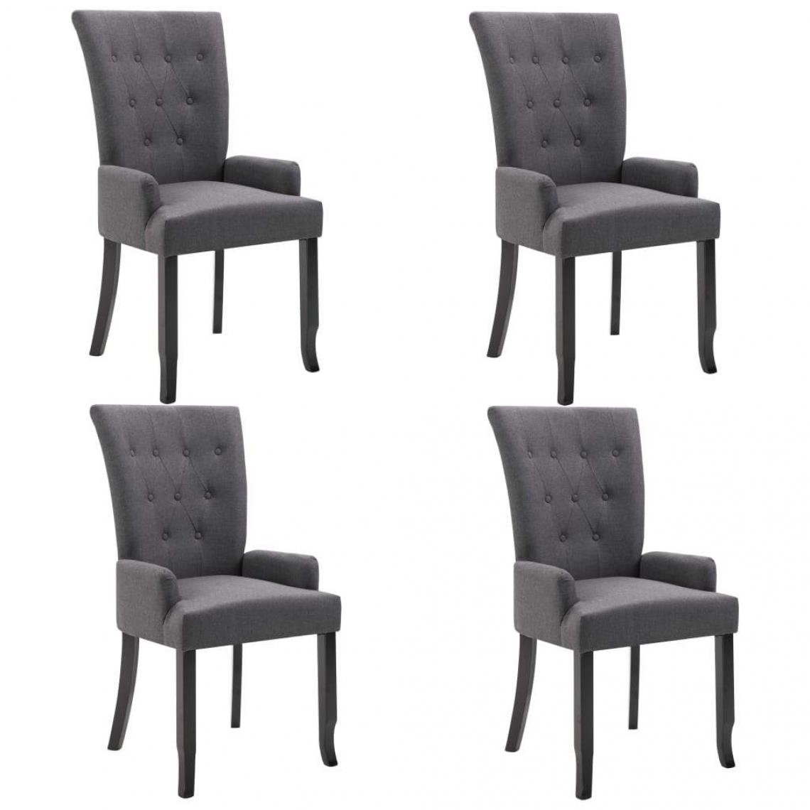 Decoshop26 - Lot de 4 chaises de salle à manger cuisine design moderne tissu gris foncé CDS022096 - Chaises
