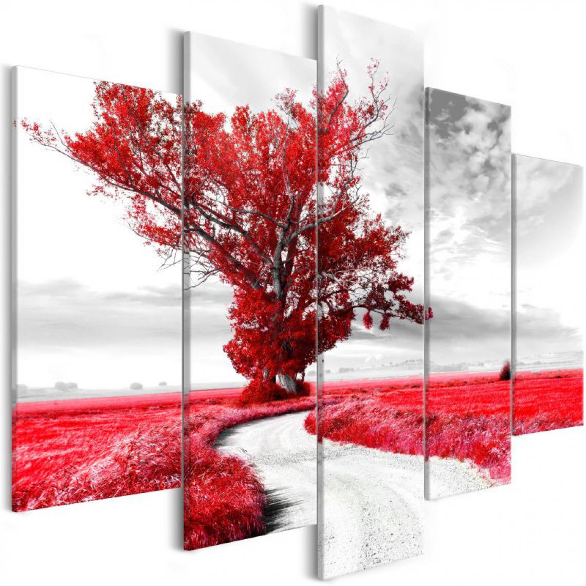 Artgeist - Tableau - Lone Tree (5 Parts) Red .Taille : 225x100 - Tableaux, peintures
