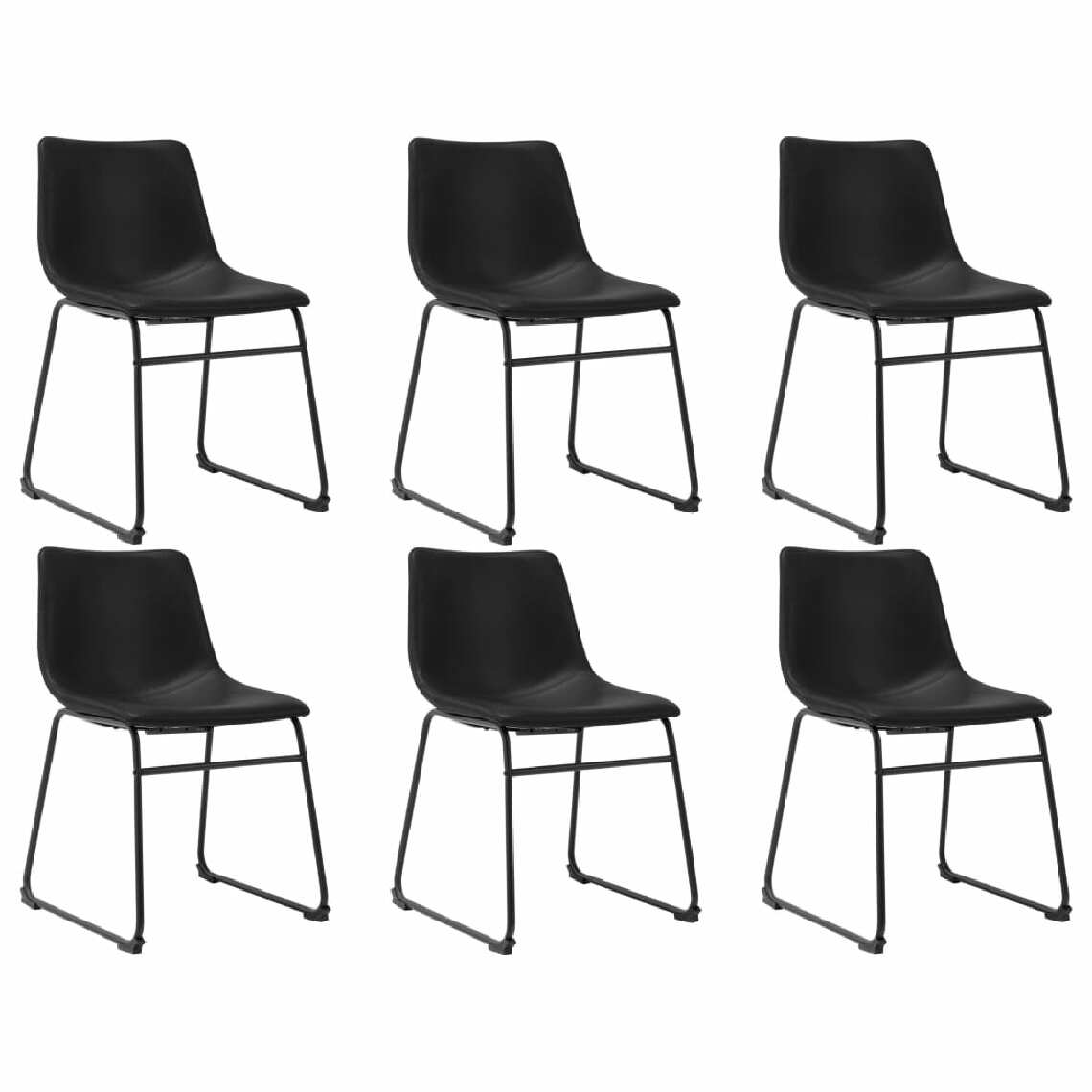 Chunhelife - Chunhelife Chaises de salle à manger 6 pcs Noir Similicuir - Chaises