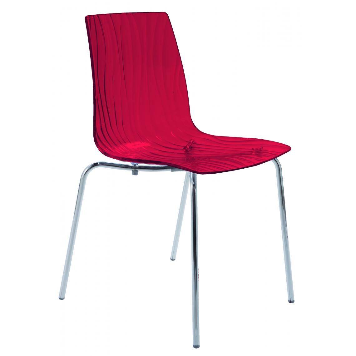 3S. x Home - Chaise Design Transparente Rouge OLYMPIE - Chaises