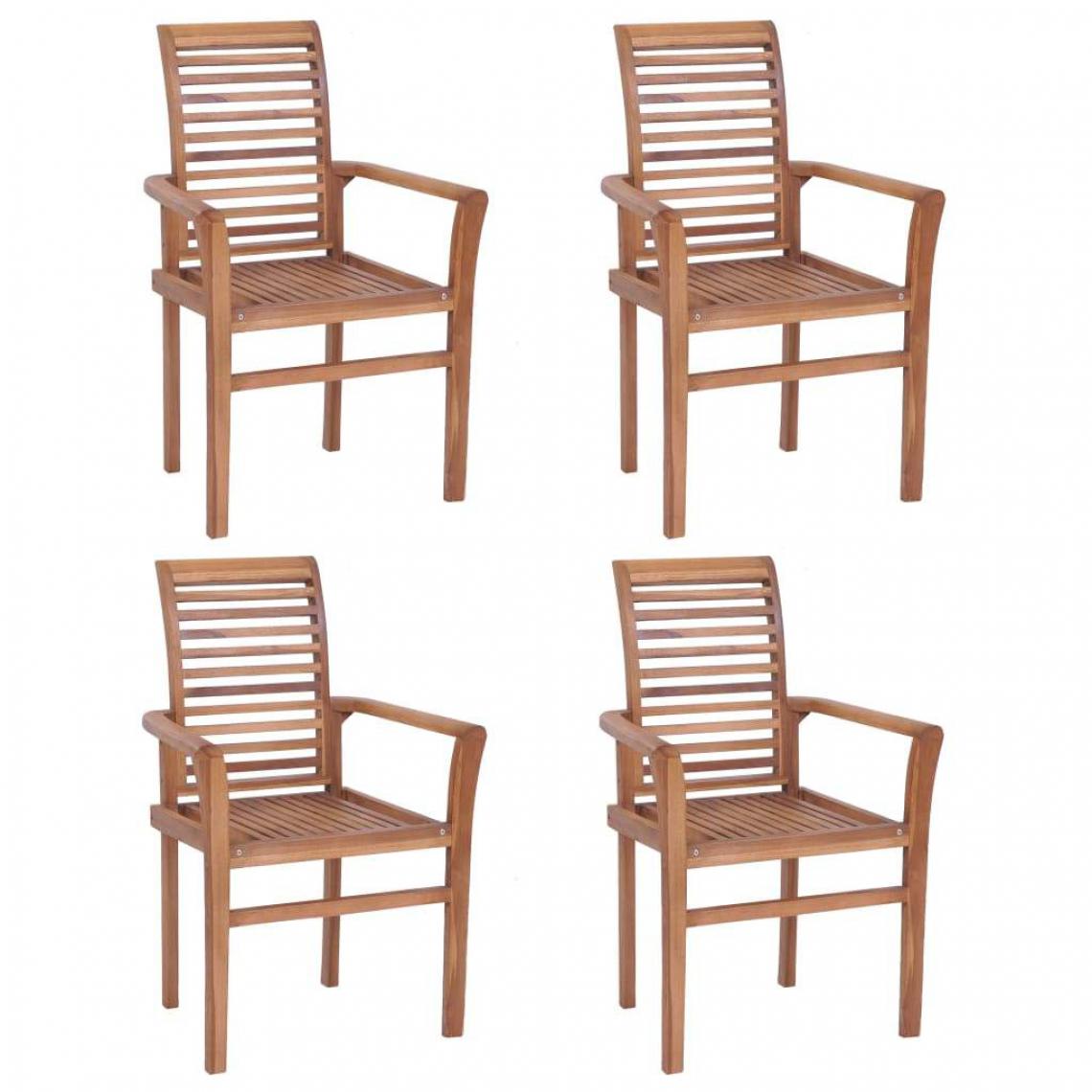 Decoshop26 - Lot de 4 chaises de salle à manger cuisine jardin intérieur ou extérieur empilables teck massif CDS021493 - Chaises