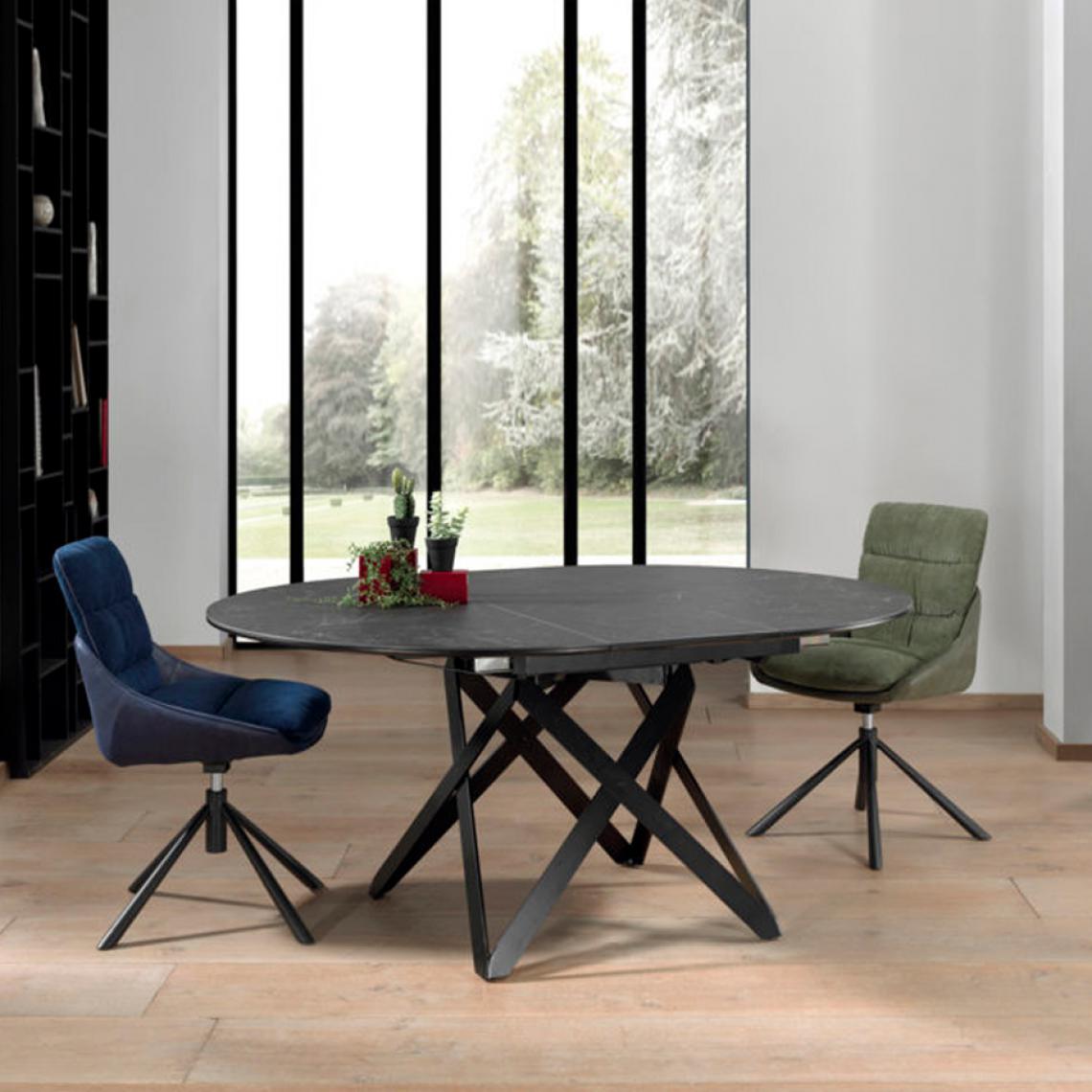 Nouvomeuble - Table en céramique anthracite avec rallonge ARTHUR - Tables à manger