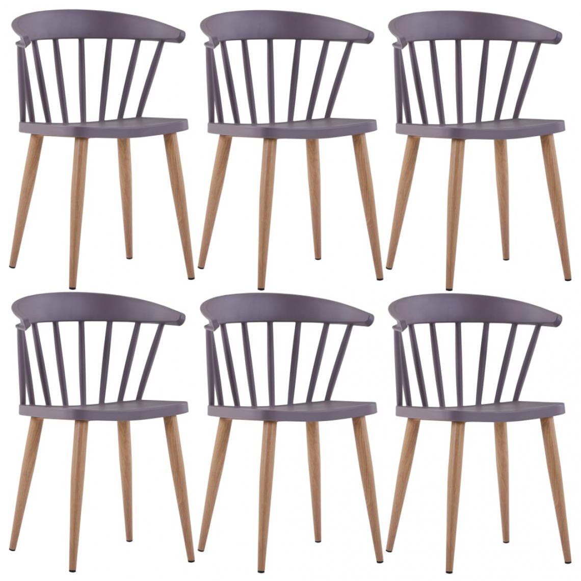 Decoshop26 - Lot de 6 chaises de salle à manger cuisine design élégant plastique gris et acier CDS022472 - Chaises
