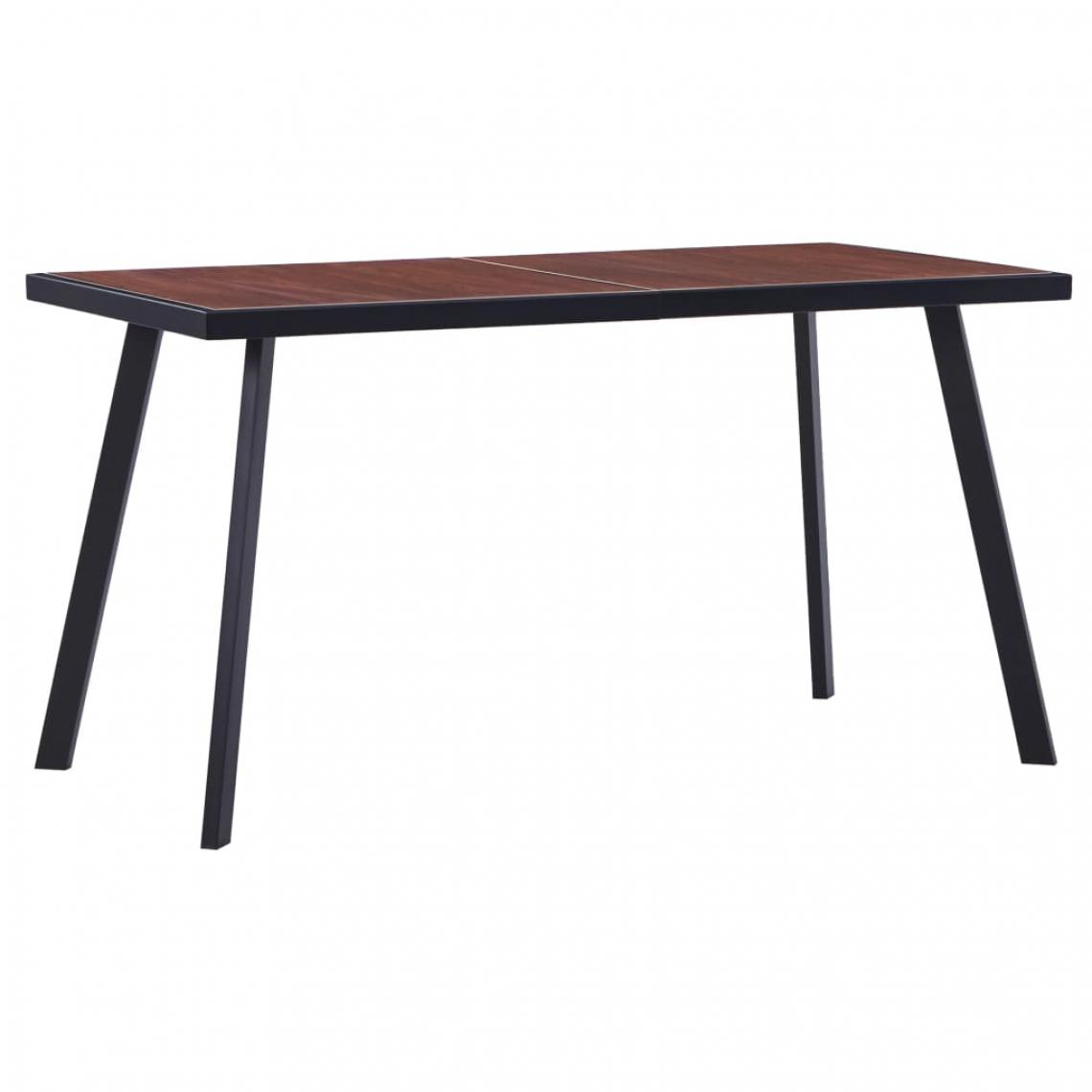 Chunhelife - Table de salle à manger Bois foncé et noir 140x70x75 cm MDF - Tables à manger