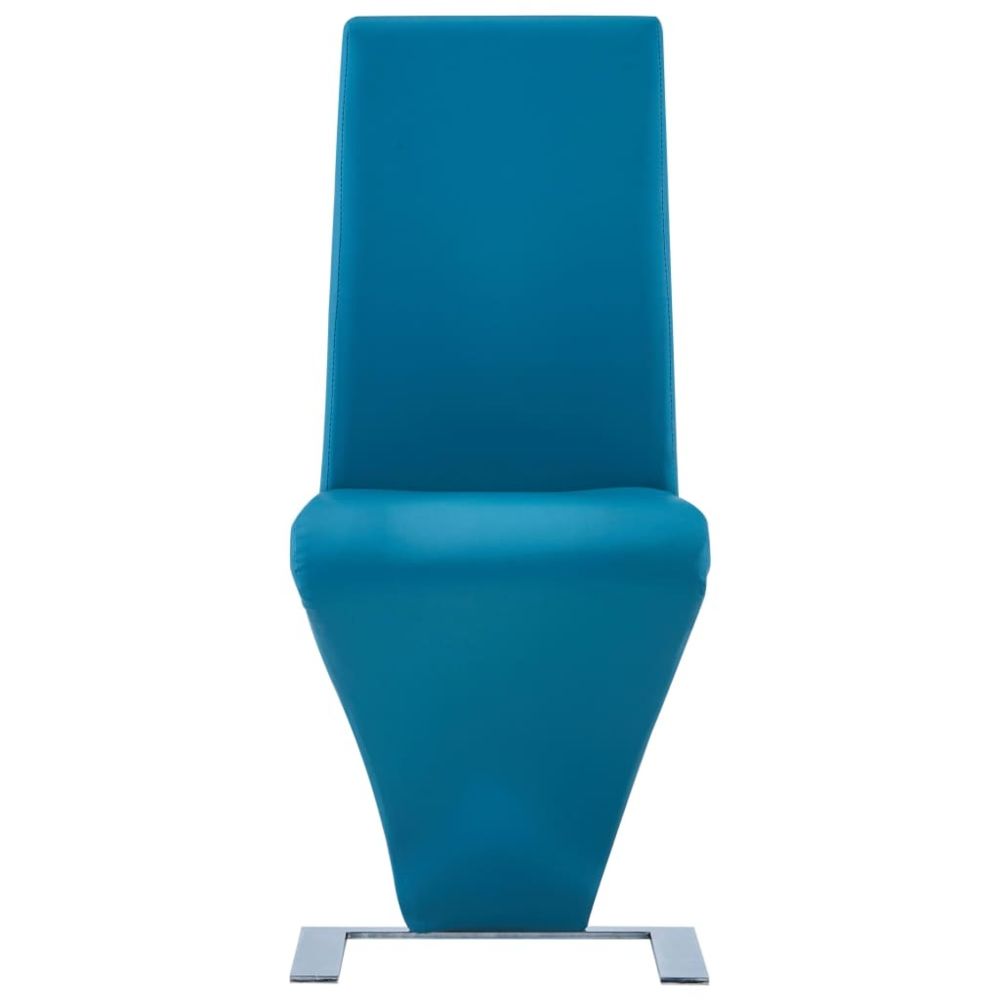 marque generique - Icaverne - Chaises de cuisine selection Chaises à dîner avec forme de zigzag 2 pcs Bleu Similicuir - Chaises