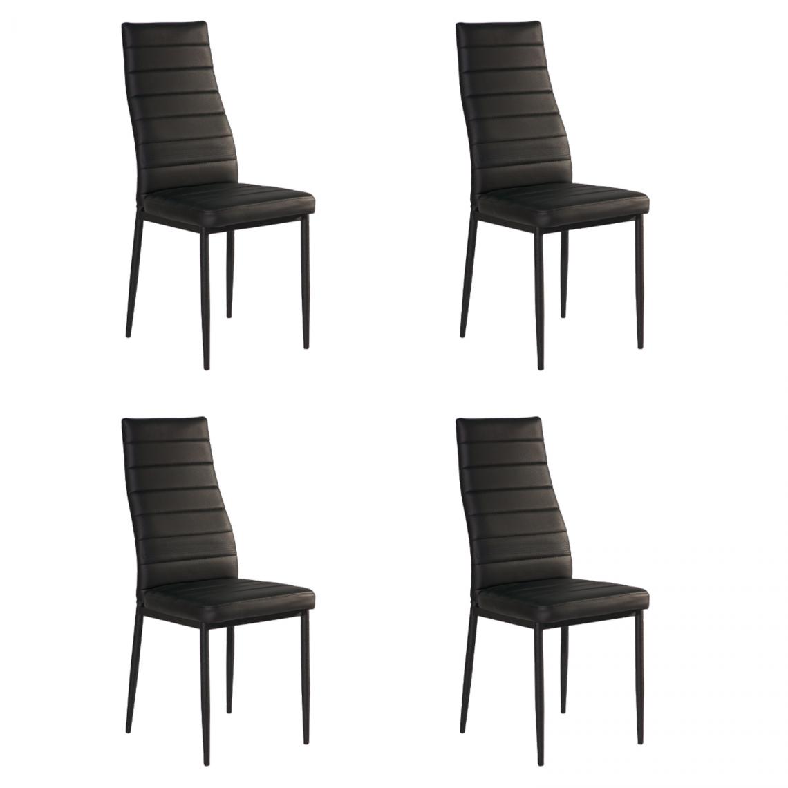Hucoco - JOSSAN - Lot de 4 chaises élégantes pour salle à manger et salon - 96x40x38 cm - Similicuir - Noir - Chaises
