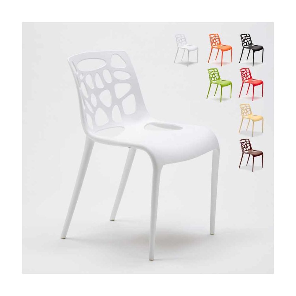 Ahd Amazing Home Design - Chaise en polypropylène anti-uv design moderne Gelateria salle à manger et bar café Connubia, Couleur: Blanc - Chaises
