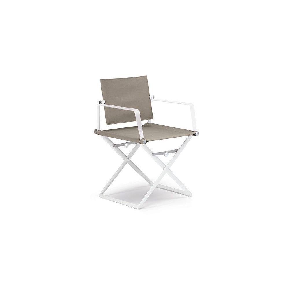 Dedon - Chaise avec accoudoirs SeaX - blanc - sail taupe - sans décor bois - Chaises
