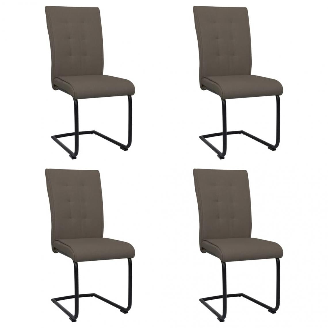 Decoshop26 - Lot de 4 chaises de salle à manger cuisine cantilever design moderne tissu taupe CDS021435 - Chaises