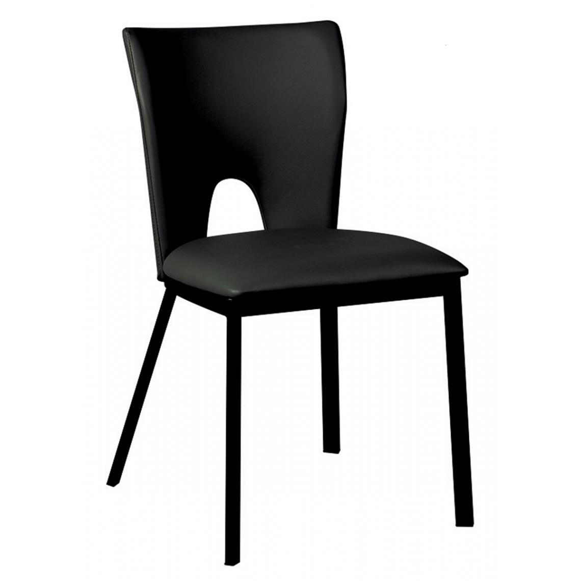 Pegane - Lot de 2 chaises coloris noire en PU / acier - Longueur 45 x Profondeur 50 x Hauteur 81 x Hauteur Assise : 47 cm - Chaises
