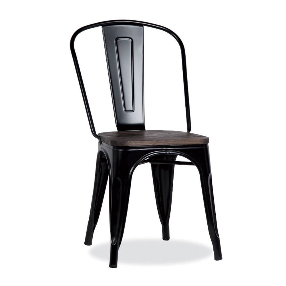 Happymobili - Chaise industrielle en acier et bois BRITANA (lot de 4), 2 coloris - Chaises