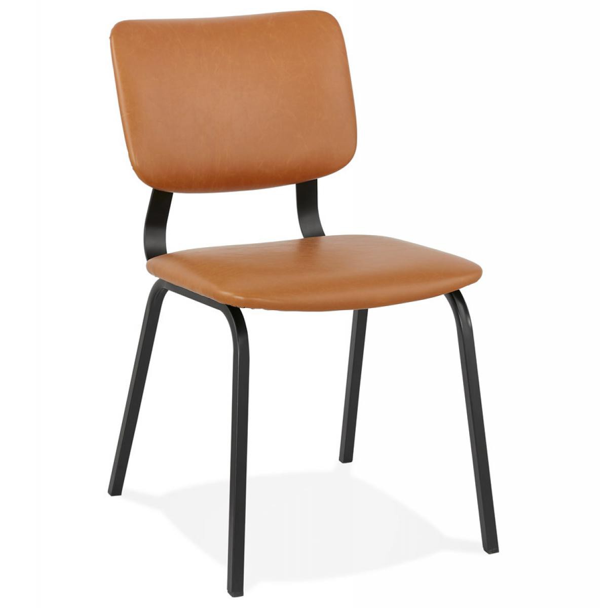 Alterego - Chaise vintage 'MELODY' brune avec structure en métal noir - Chaises