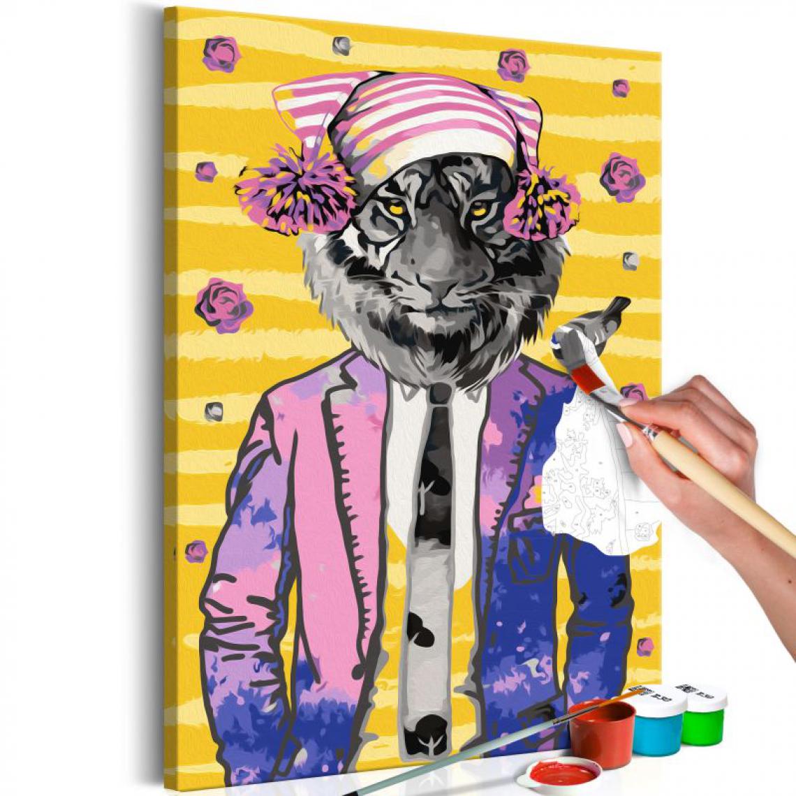 Artgeist - Tableau à peindre par soi-même - Tiger in Hat .Taille : 40x60 - Tableaux, peintures