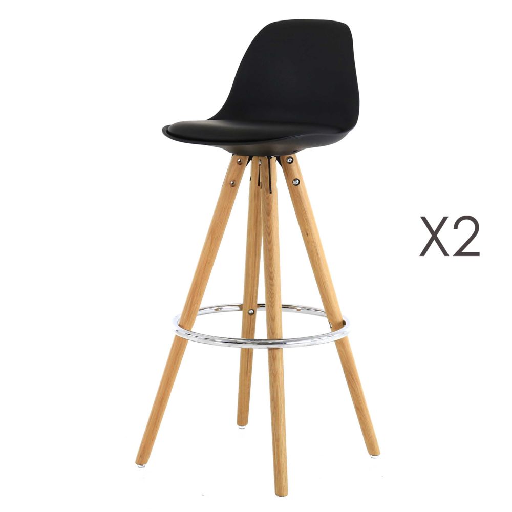 marque generique - Lot de 2 chaises de bar coloris noir - CIRCOS - Chaises