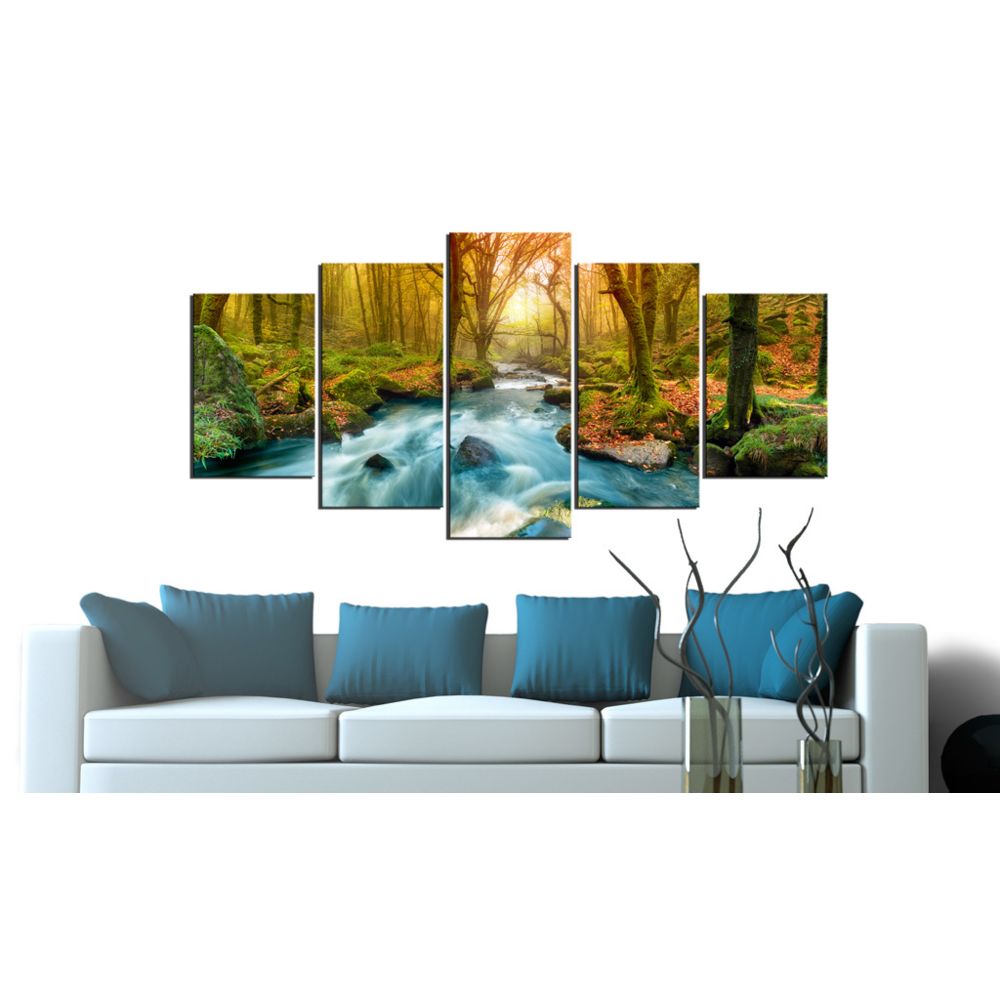 marque generique - 100x50 Tableau Forêt Paysages Superbe Matin sur la rivière - Tableaux, peintures