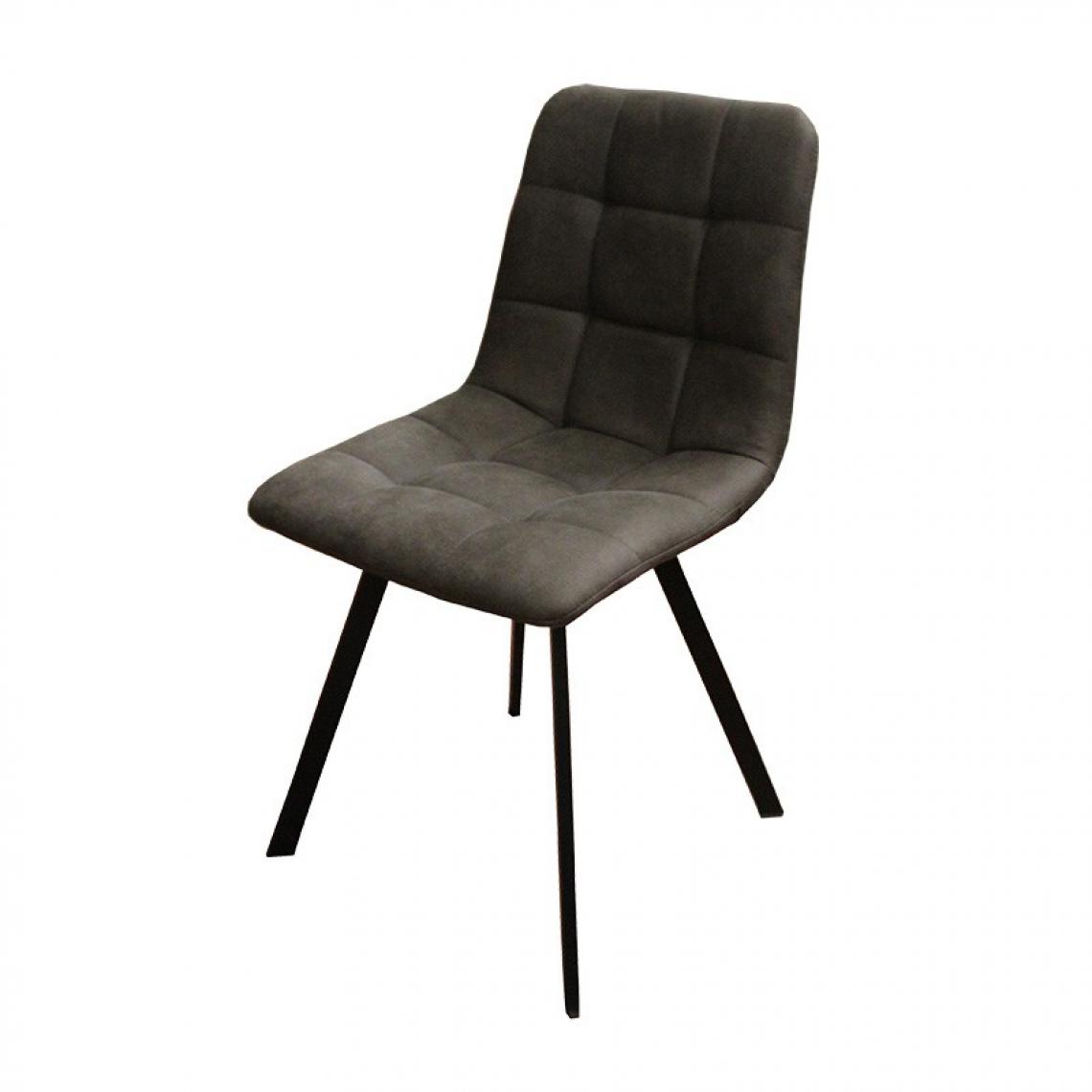 Sans Marque - Chaise en simili gris pieds métal noir - Gris - Chaises