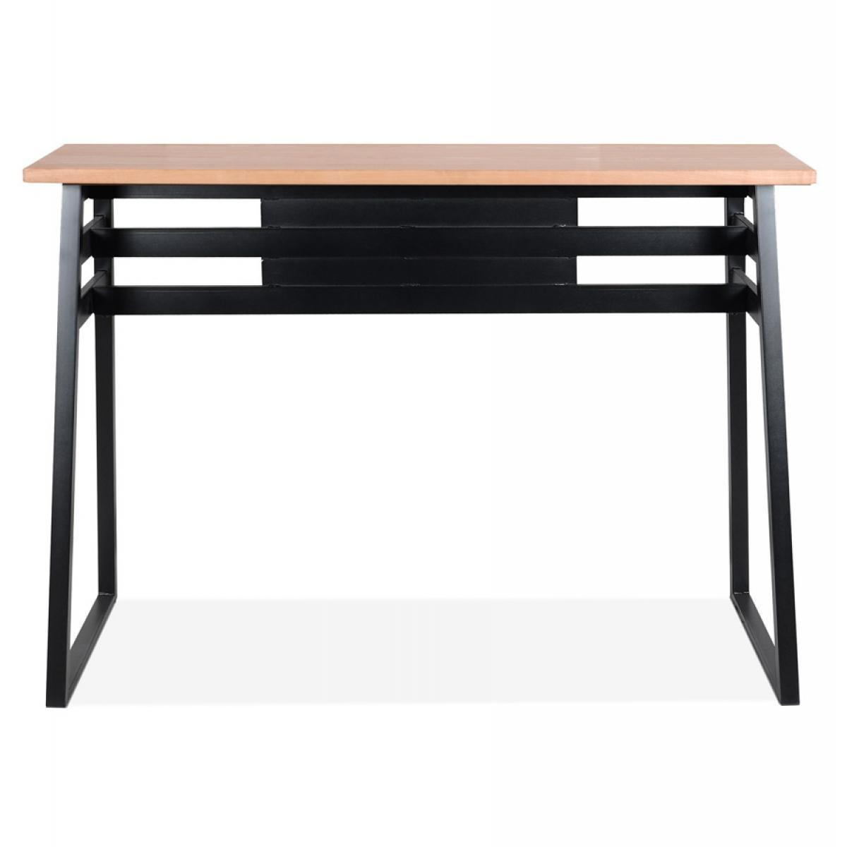 Alterego - Table de bar haute 'NIKI' en bois finition naturelle et pied en métal noir - 150x60 cm - Tables à manger