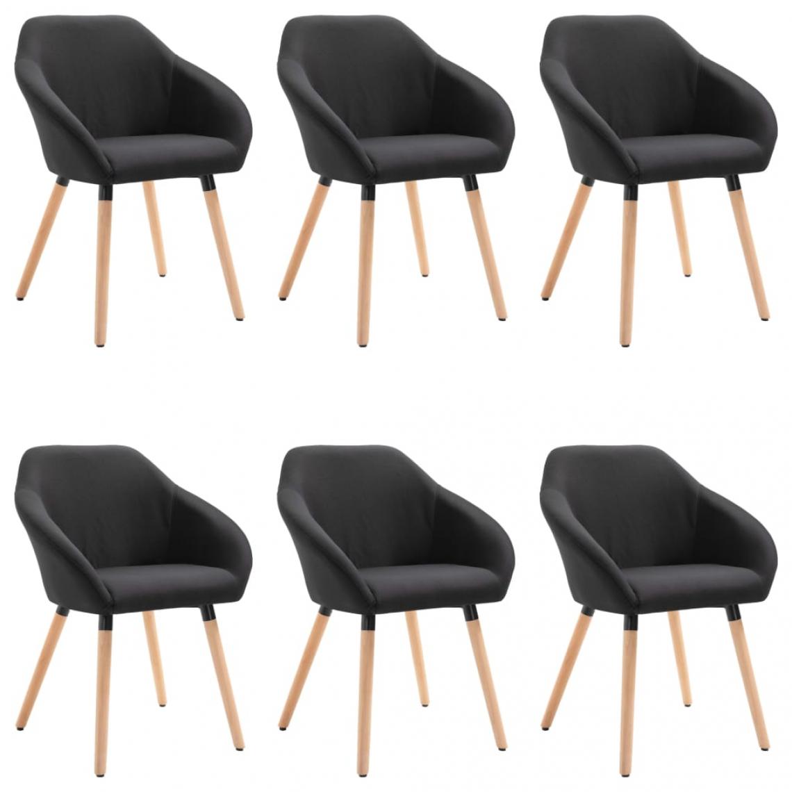 Decoshop26 - Lot de 6 chaises de salle à manger cuisine design moderne tissu noir CDS022717 - Chaises
