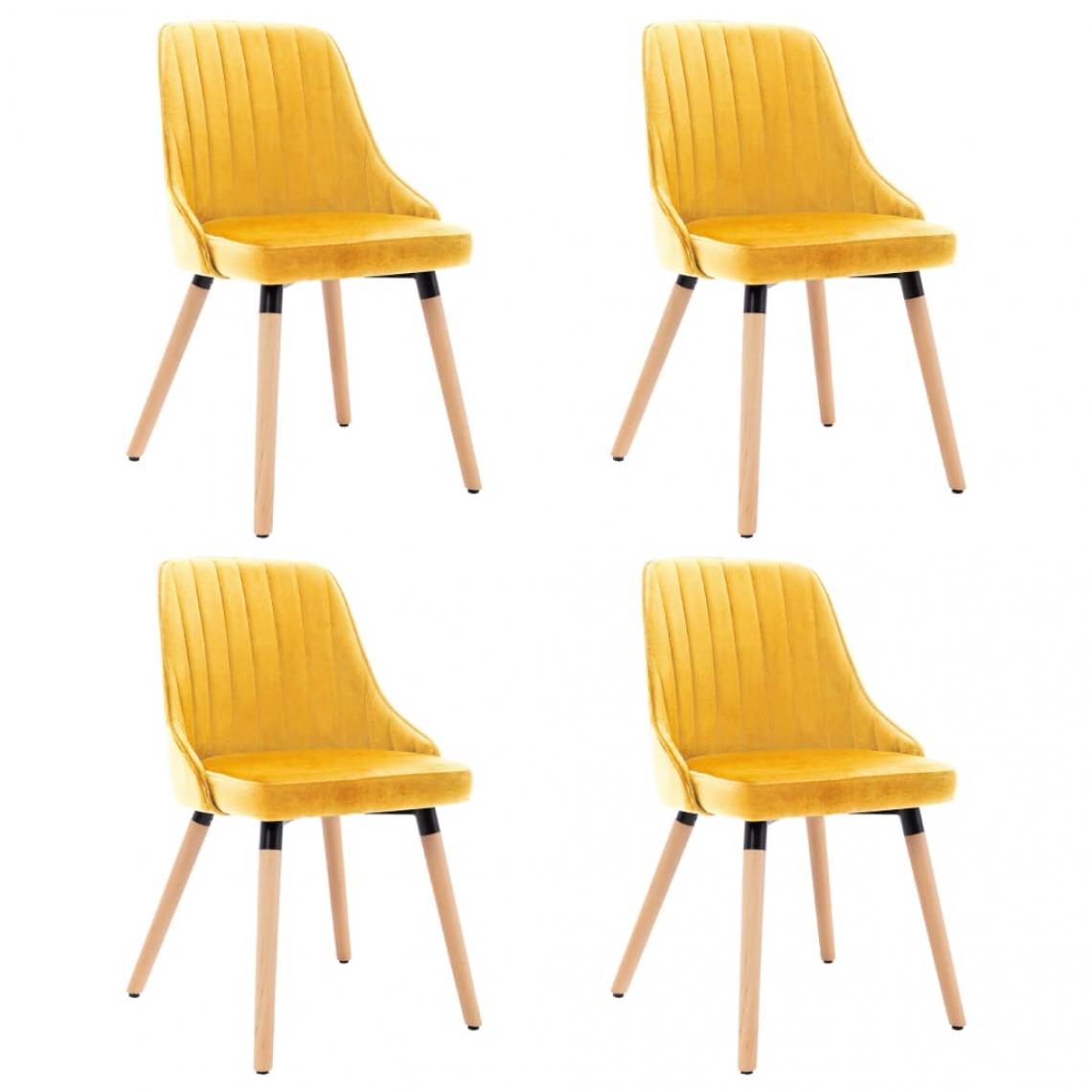 Decoshop26 - Lot de 4 chaises de salle à manger cuisine design moderne velours jaune CDS021663 - Chaises
