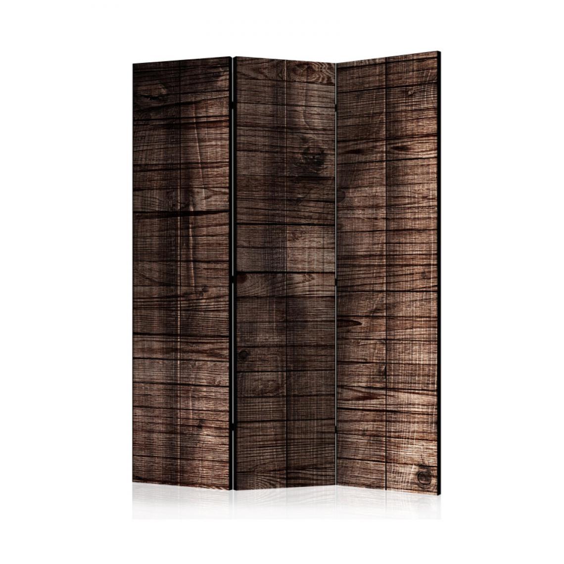 Artgeist - Paravent 3 volets - Dark Brown Boards [Room Dividers] 135x172 - Paravents