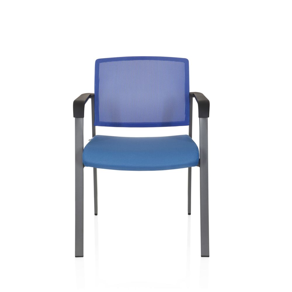Hjh Office - Chaise visiteur / chaise de conférence MEET réseau / tissu noir / bleu hjh OFFICE - Chaises