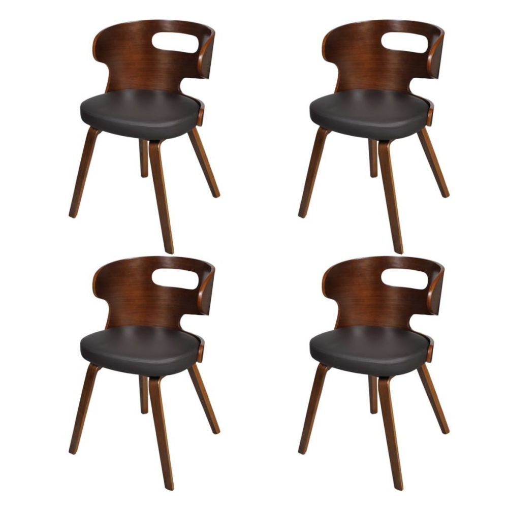 marque generique - Chic Fauteuils collection Oulan-Bator Chaise de salle à manger 4 pcs avec cadre en bois Marron - Chaises