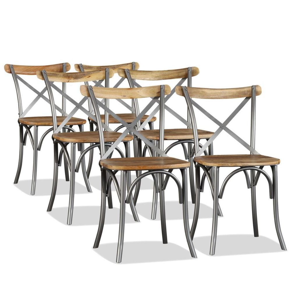 Vidaxl - vidaXL Chaise de salle à manger 6 pcs Bois de manguier massif et acier - Chaises