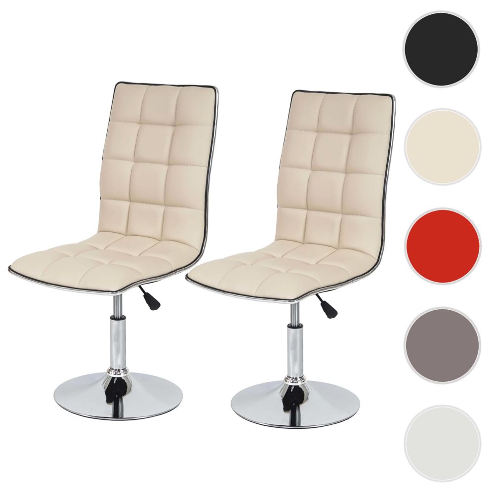 Mendler - Lot de 2 chaises de séjour ou de salle à manger HWC-C41, style rétro, similicuir ~ crème - Chaises
